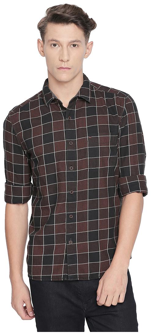 

BASICS Men Brown Checked Slim Fit Casual Shirt