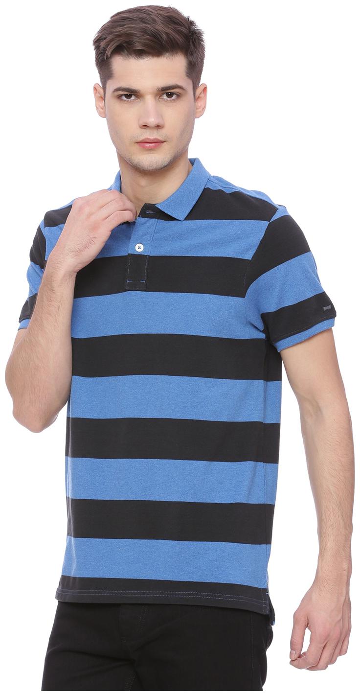 

BASICS Men Blue Slim fit Cotton Polo collar T-Shirt - Pack Of 1