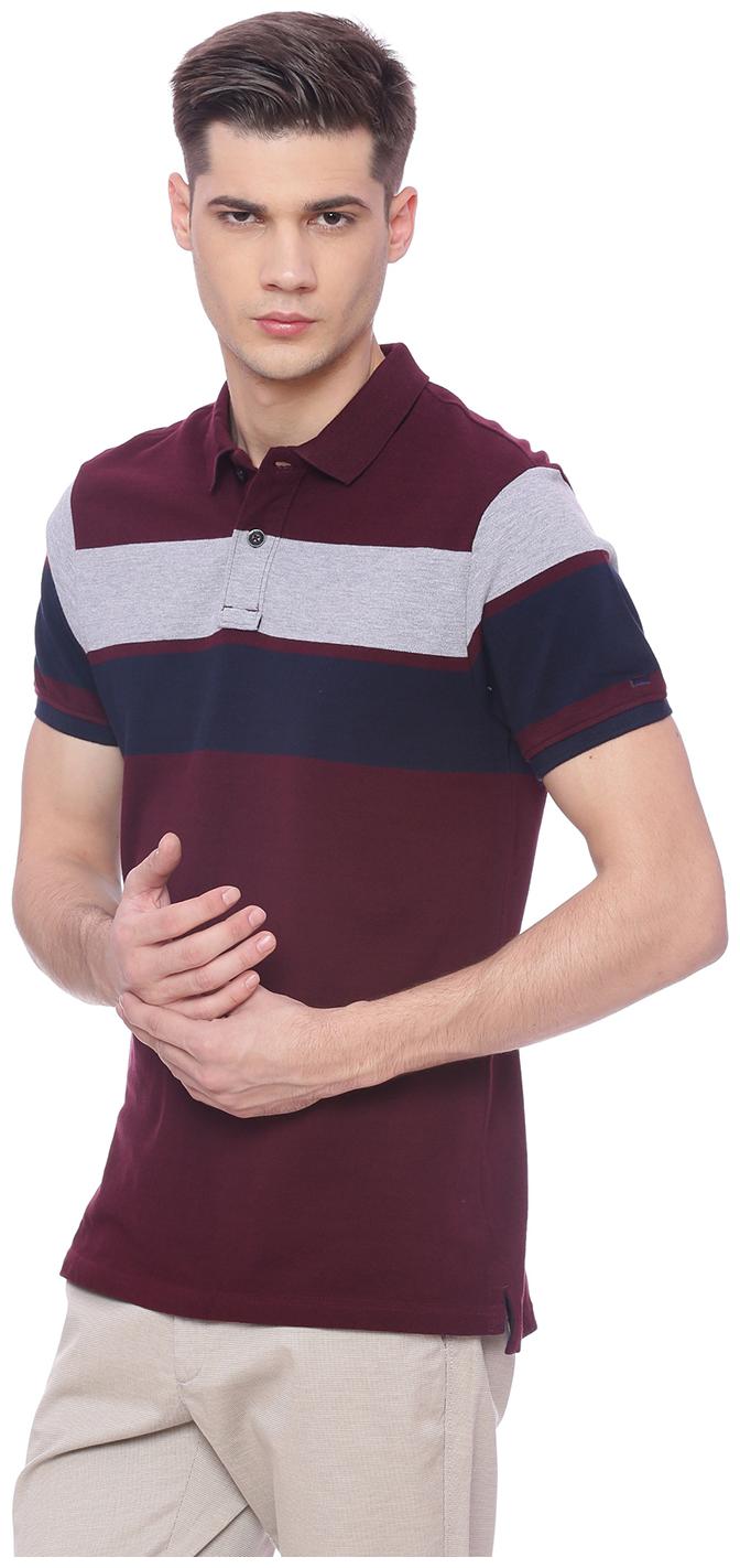 

BASICS Men Maroon Slim fit Cotton Polo collar T-Shirt - Pack Of 1