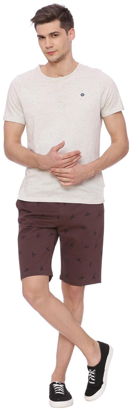 

BASICS CASUAL PRINTED RED 100 COTTON COMFORT SHORTS