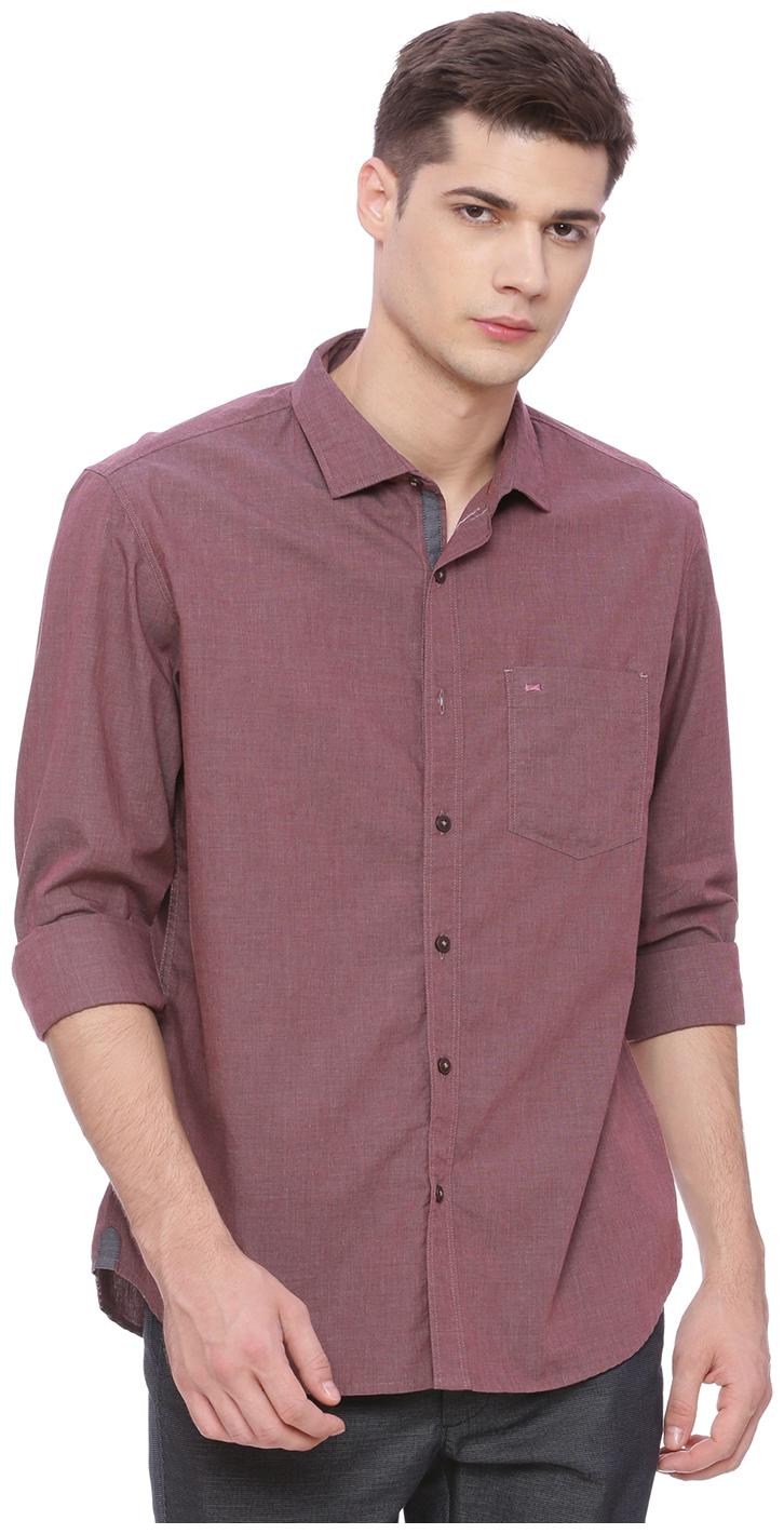 

BASICS Men Maroon Solid Slim Fit Casual Shirt