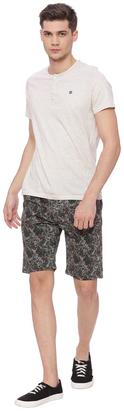 

BASICS CASUAL PRINTED GREY 100 COTTON COMFORT SHORTS