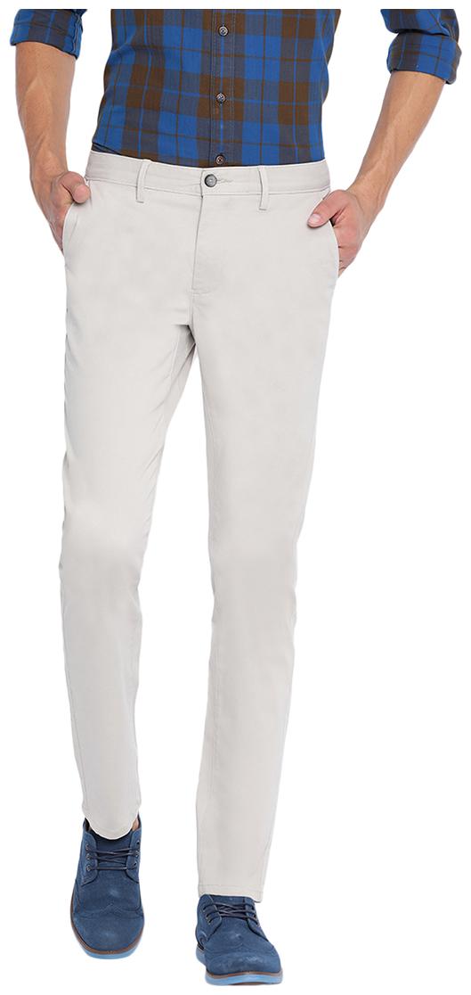 

BASICS Men Grey Solid Skinny fit Regular trousers