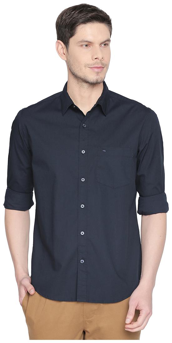 

BASICS Men Blue Solid Slim Fit Casual Shirt