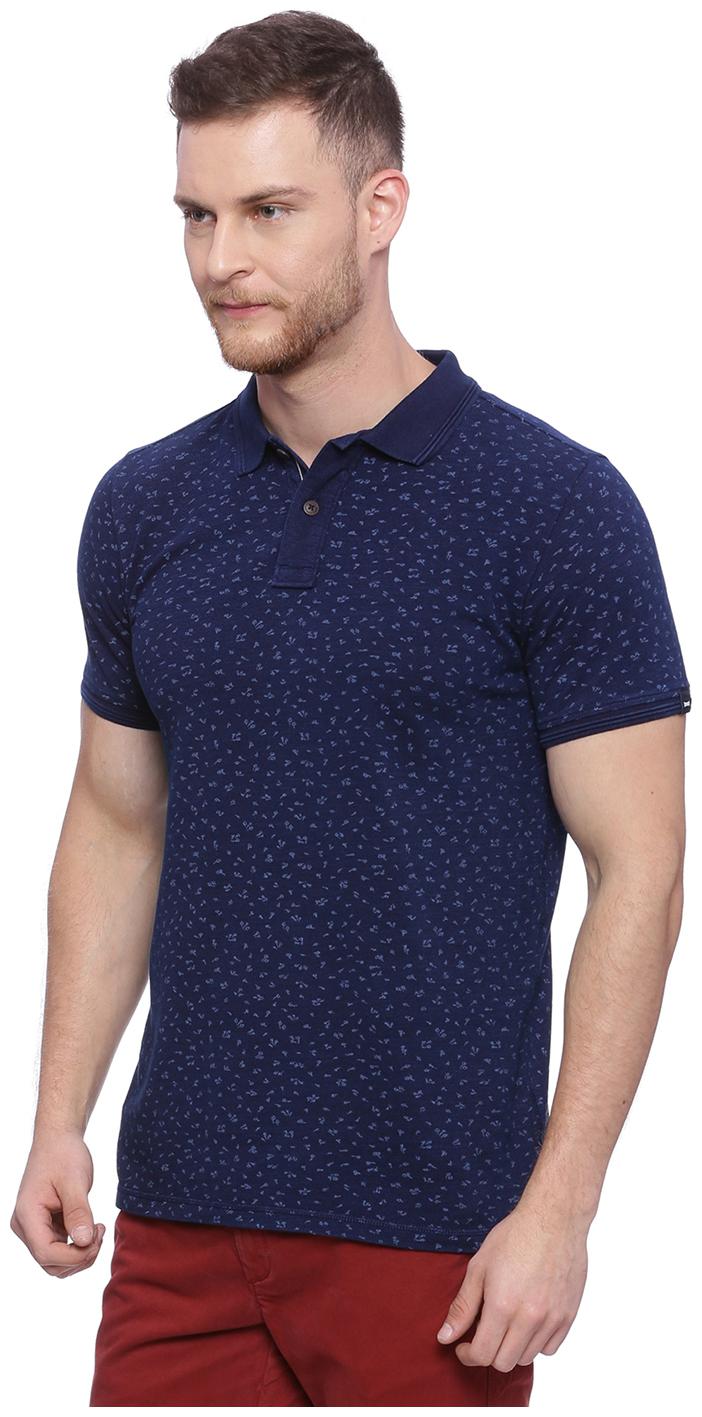 

BASICS Men Blue Slim fit Cotton Polo collar T-Shirt - Pack Of 1