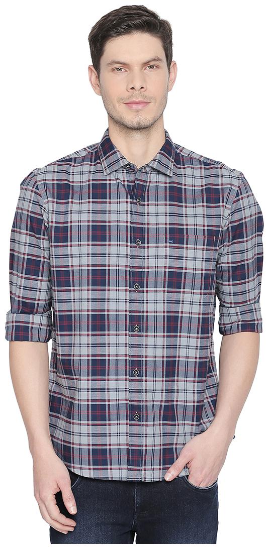 

BASICS Men Grey Checked Slim Fit Casual Shirt