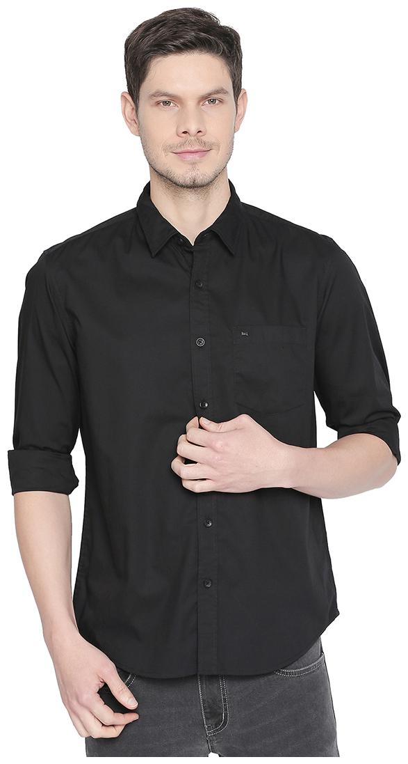 

BASICS Men Black Solid Slim Fit Casual Shirt