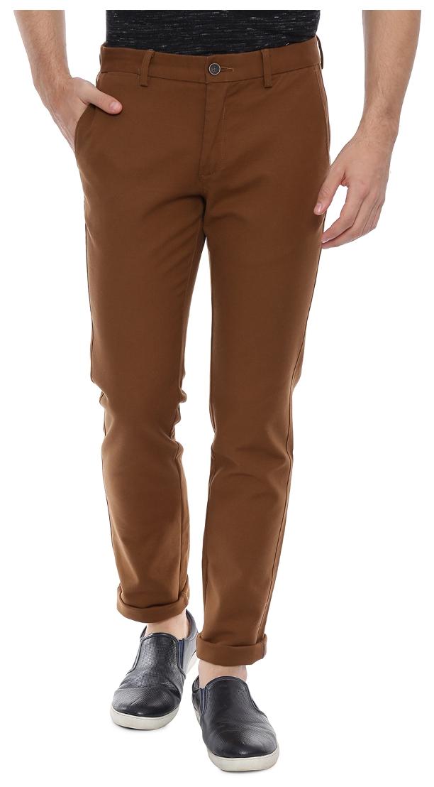 

BASICS Men Brown Solid Tapered fit Regular trousers