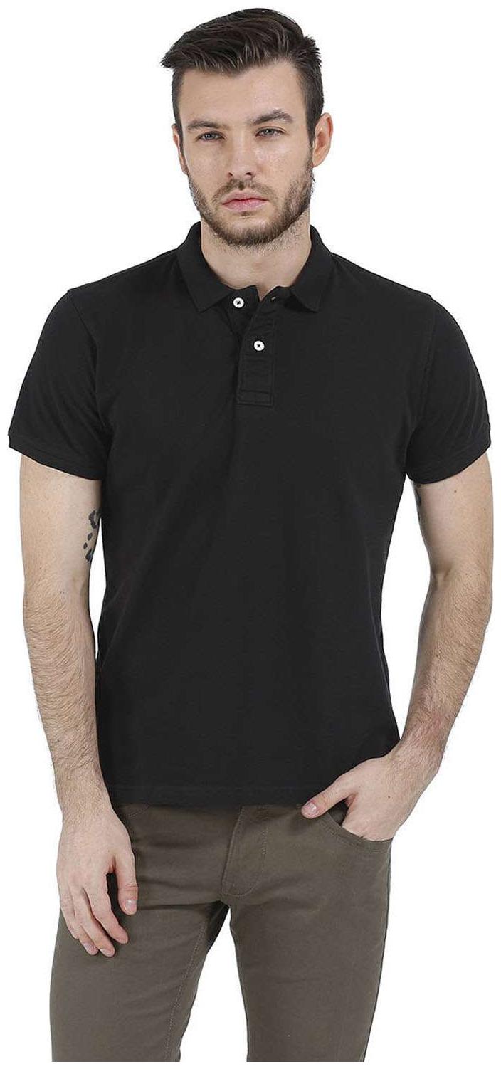 

BASICS Men Black Slim fit Cotton Polo collar T-Shirt - Pack Of 1