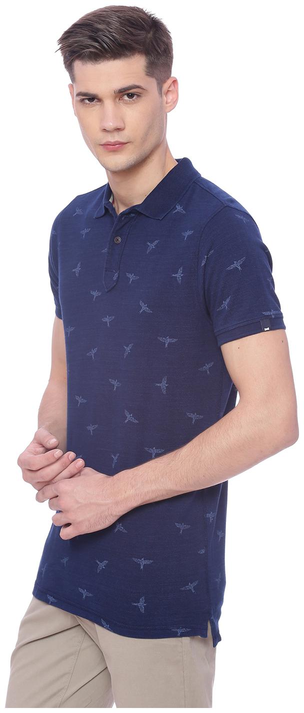 

BASICS Men Blue Slim fit Cotton Polo collar T-Shirt - Pack Of 1