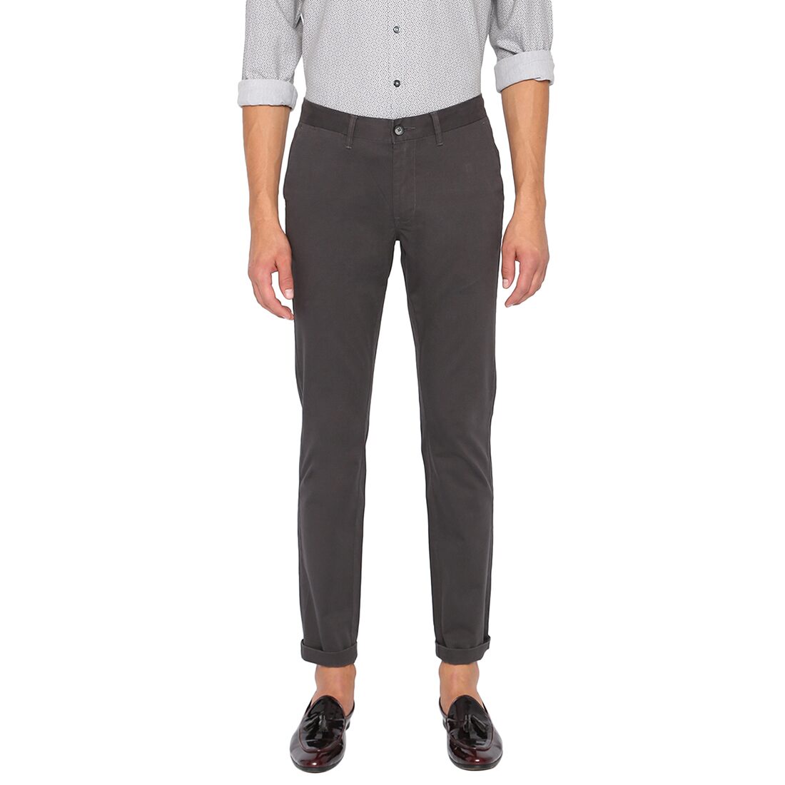 

BASICS Men Grey Printed Skinny fit Regular trousers