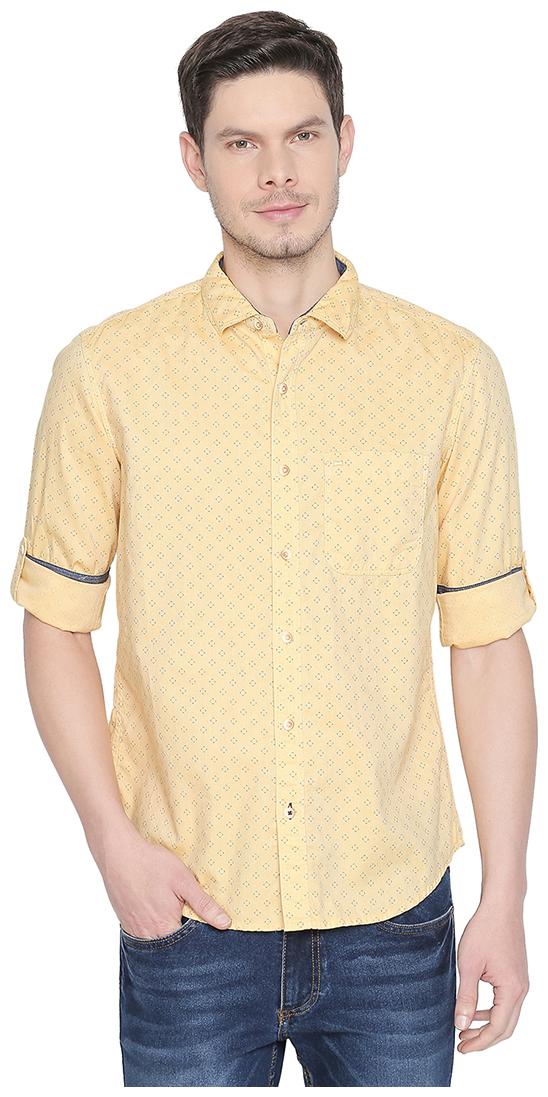 

BASICS Men Yellow Printed Slim Fit Casual Shirt