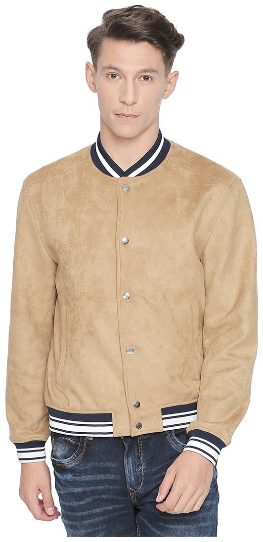 

BASICS Men Beige Solid Bomber jacket