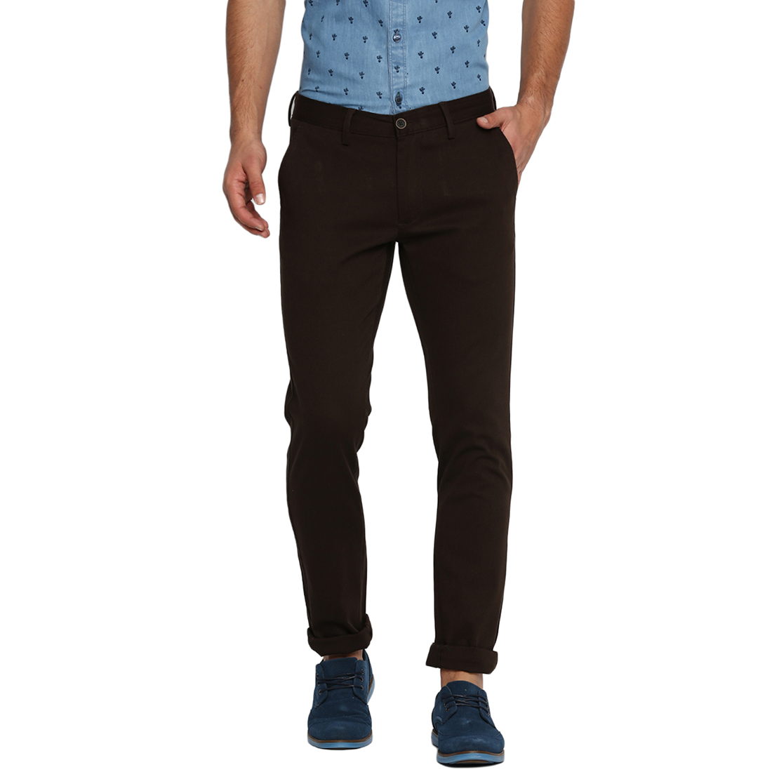 

BASICS Men Brown Solid Tapered fit Regular trousers