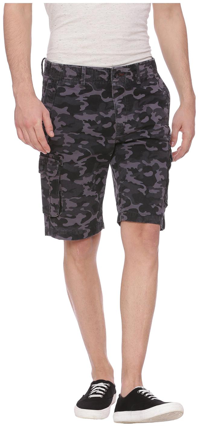 

BASICS CASUAL PRINTED GREY 100 COTTON COMFORT SHORTS