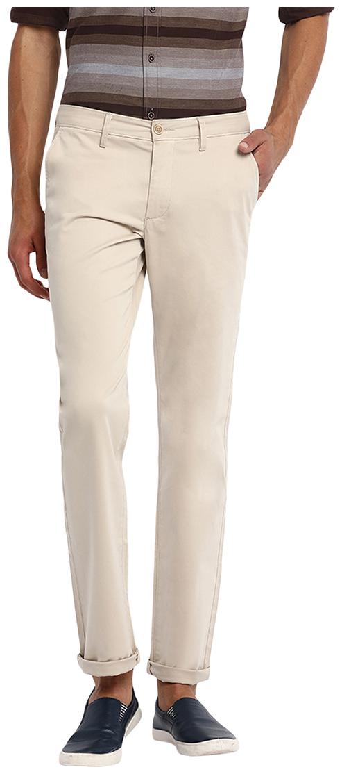

BASICS Men Beige Solid Slim fit Regular trousers