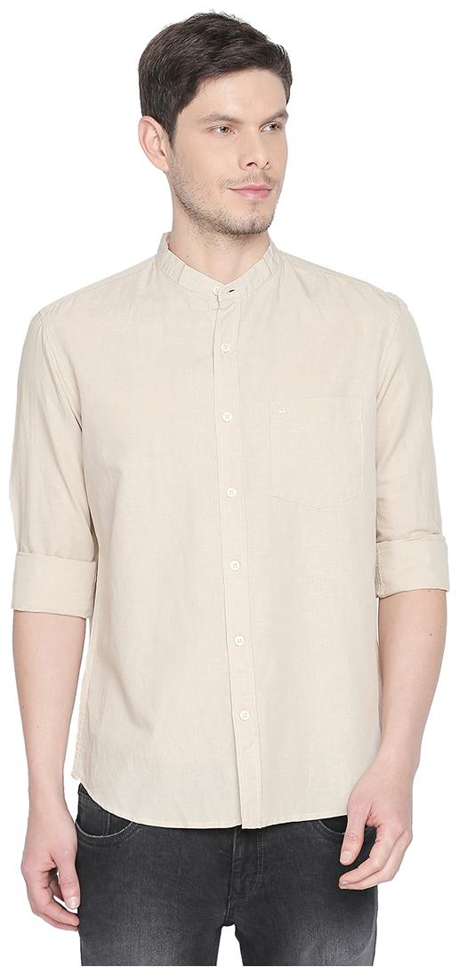 

BASICS Men Beige Solid Slim Fit Casual Shirt