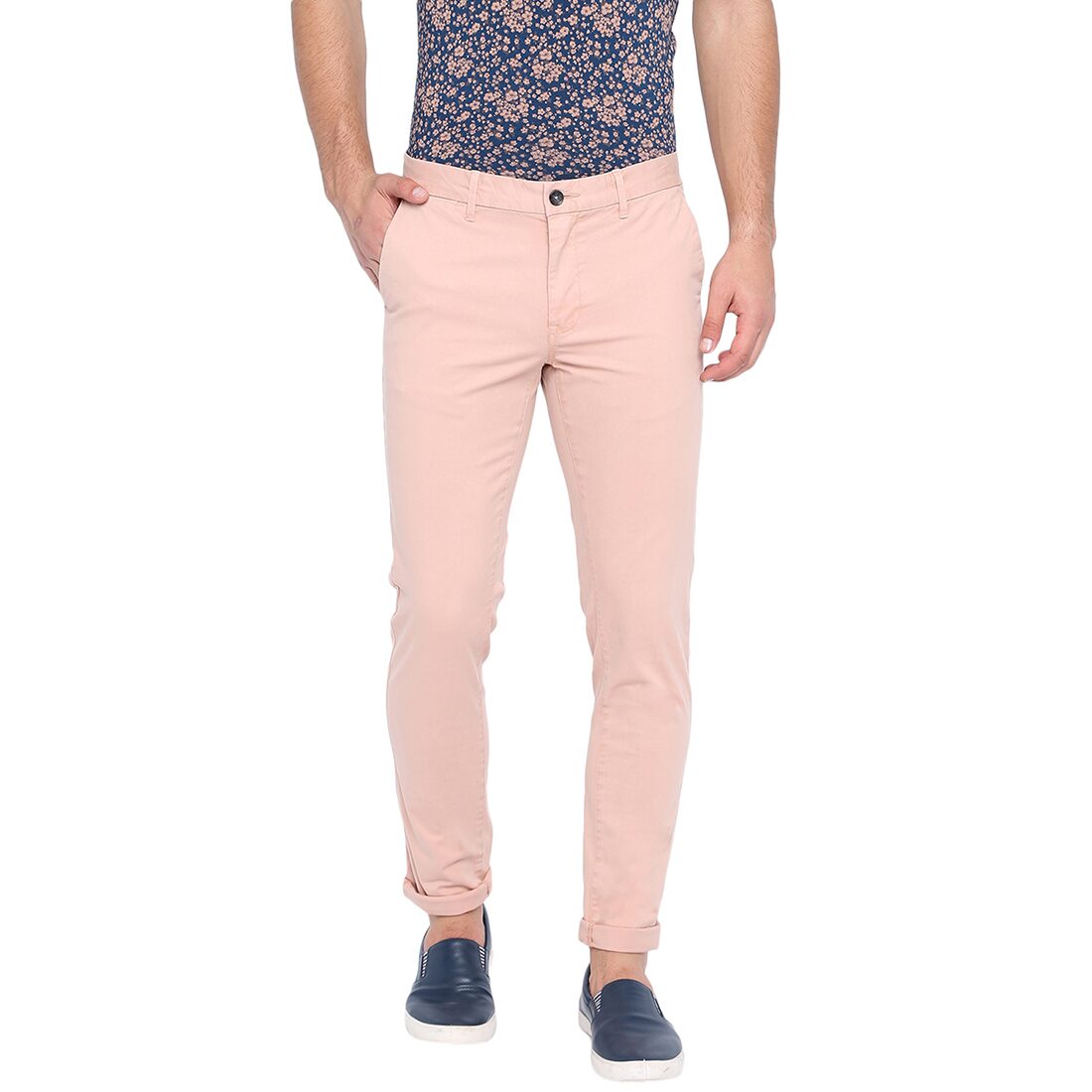 

BASICS Men Orange Solid Skinny fit Regular trousers