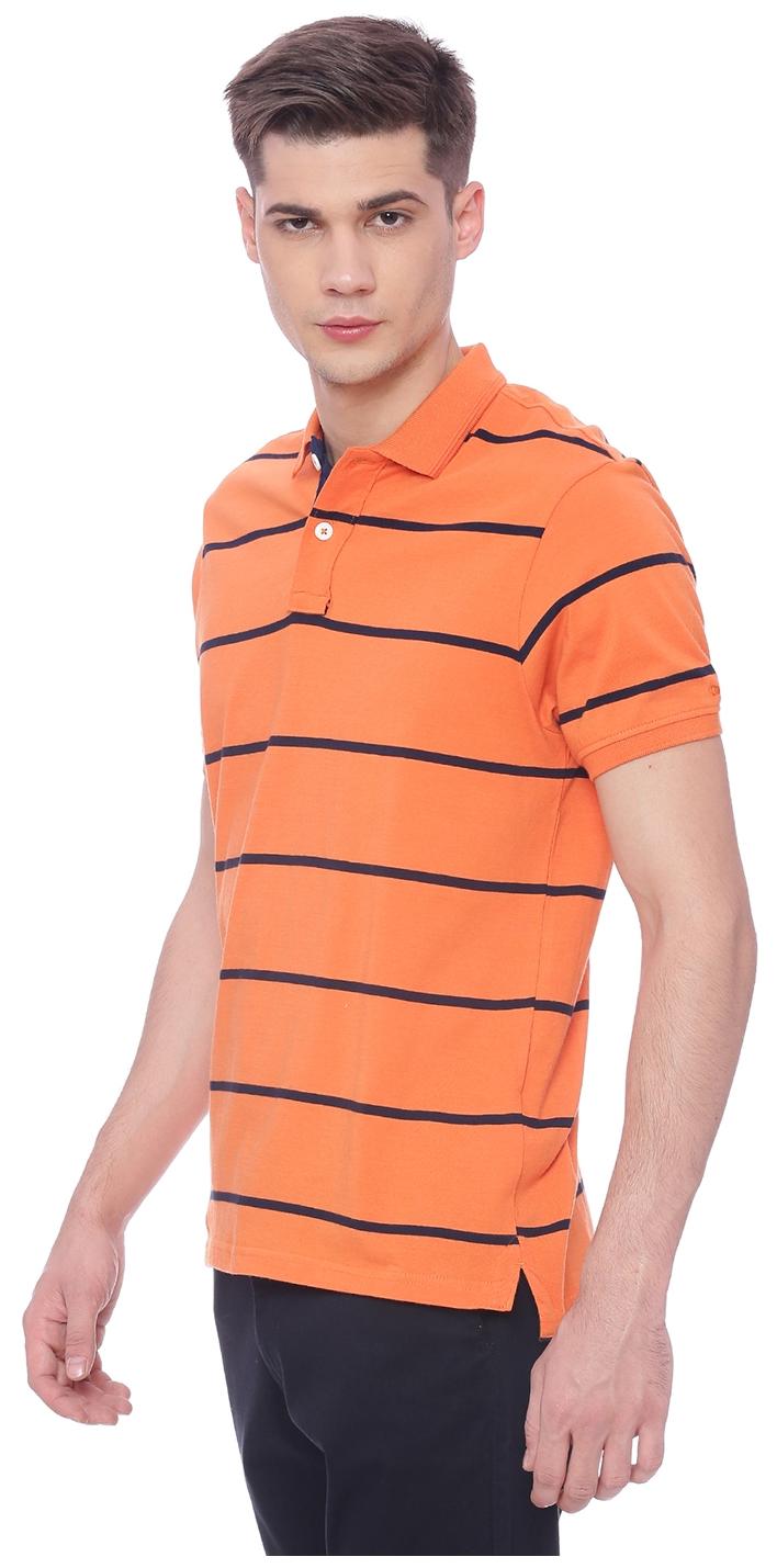 

BASICS Men Orange Slim fit Cotton Polo collar T-Shirt - Pack Of 1