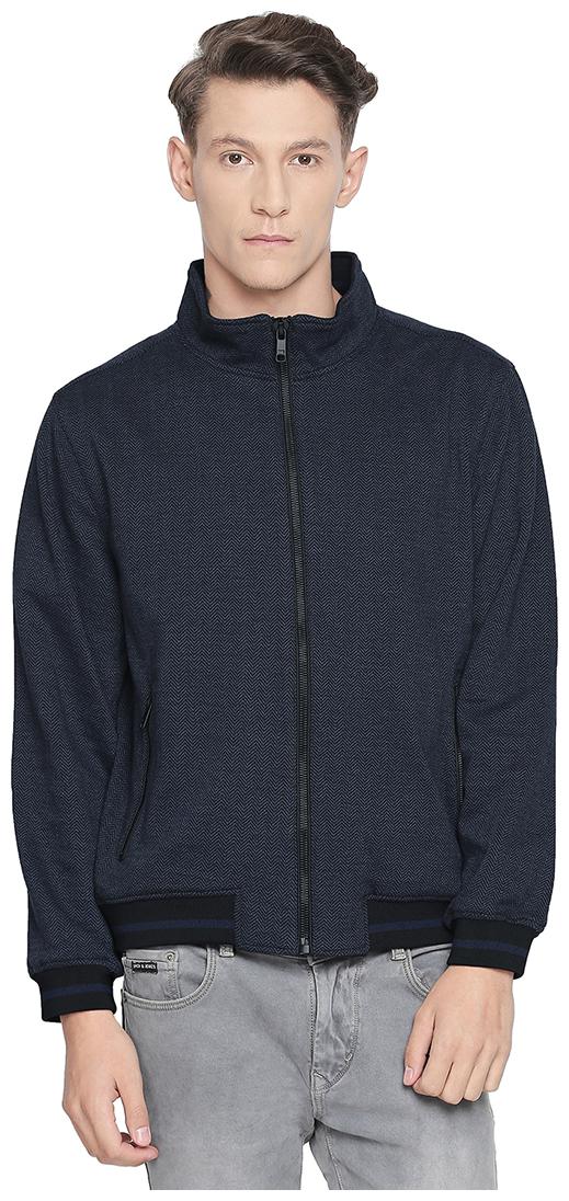 

BASICS Men Blue Solid Bomber jacket