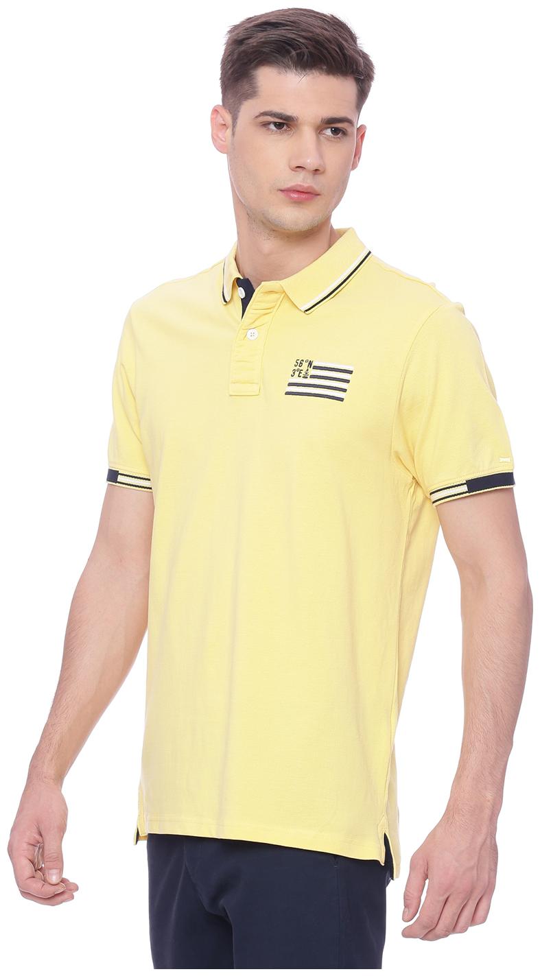 

BASICS Men Yellow Slim fit Cotton Polo collar T-Shirt - Pack Of 1