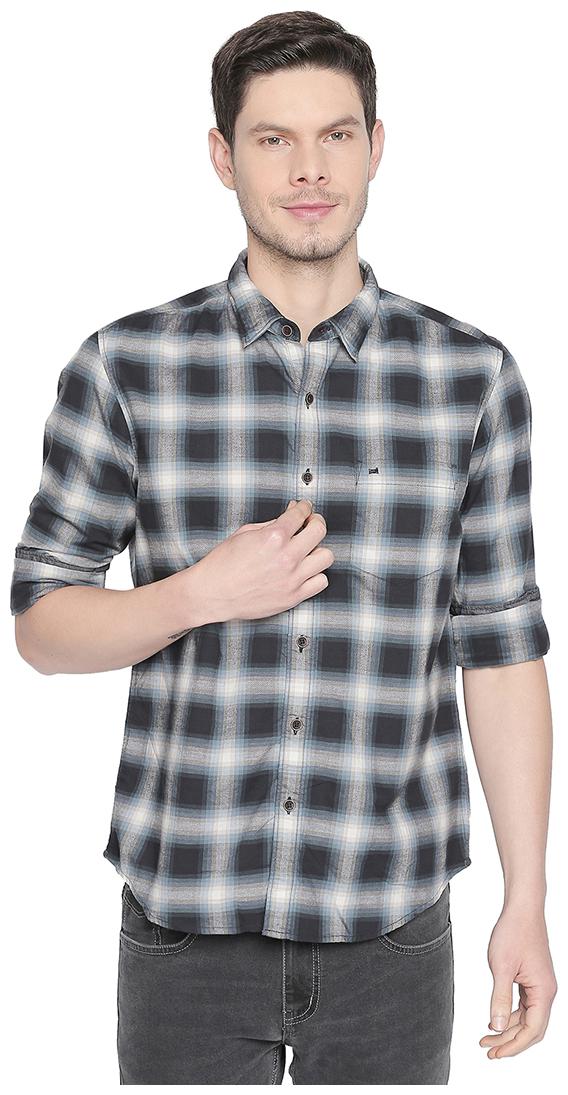 

BASICS Men Grey Checked Slim Fit Casual Shirt