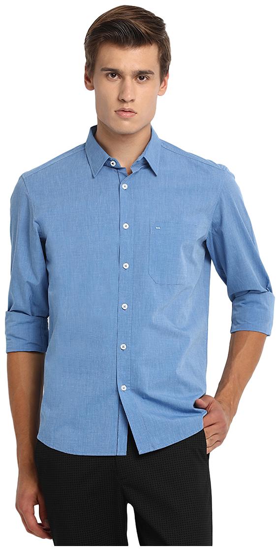 

BASICS Men Blue Solid Slim Fit Casual Shirt