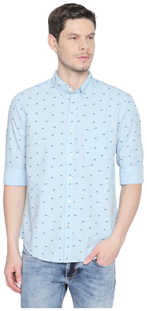 

BASICS Men Blue Printed Slim Fit Casual Shirt