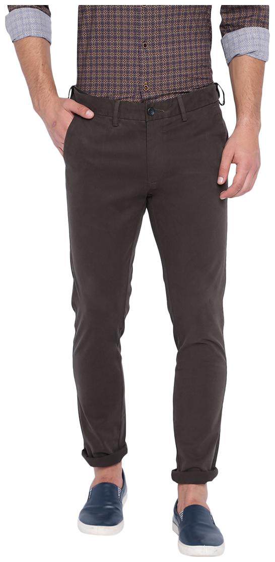 

BASICS Men Brown Solid Tapered fit Regular trousers