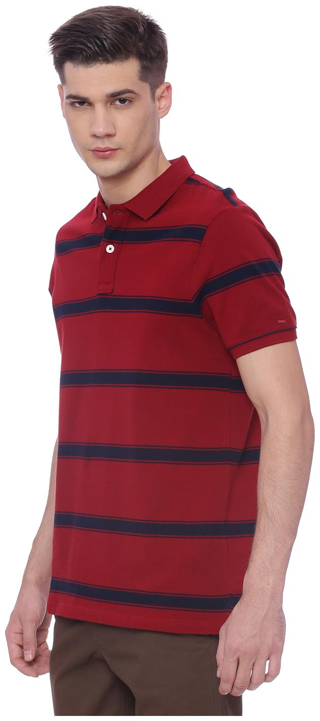 

BASICS Men Red Slim fit Cotton Polo collar T-Shirt - Pack Of 1