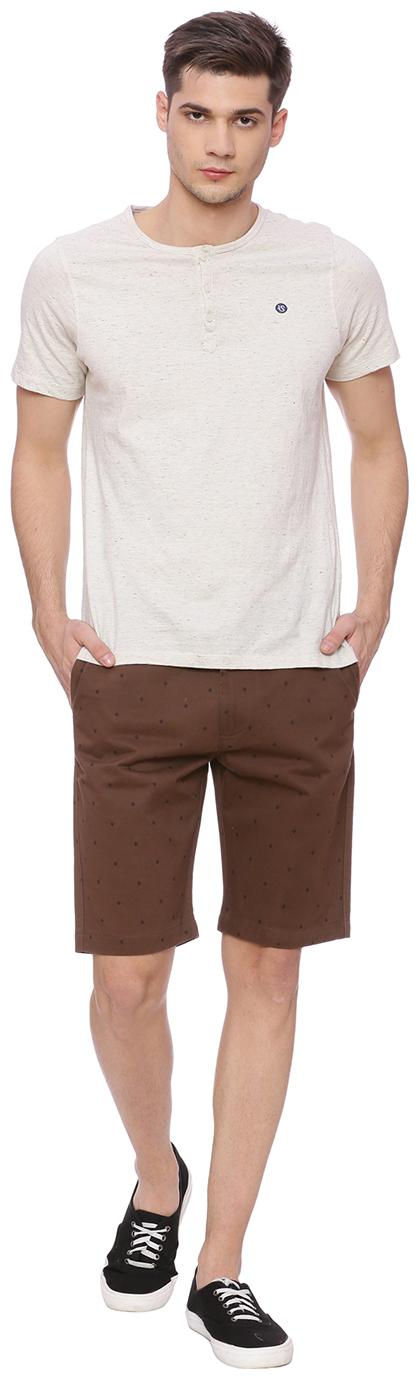 

BASICS CASUAL PRINTED BROWN 100 COTTON COMFORT SHORTS