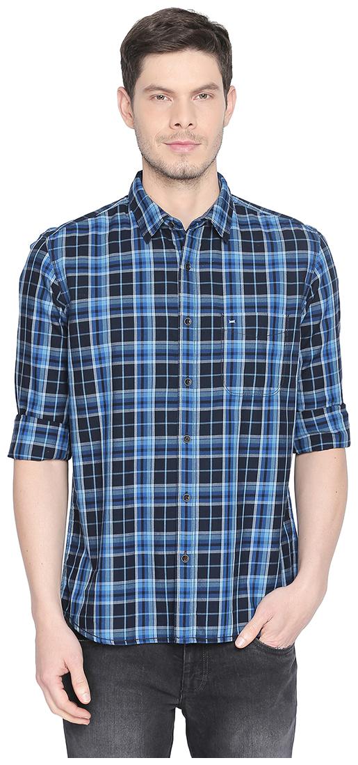 

BASICS Men Blue Checked Slim Fit Casual Shirt