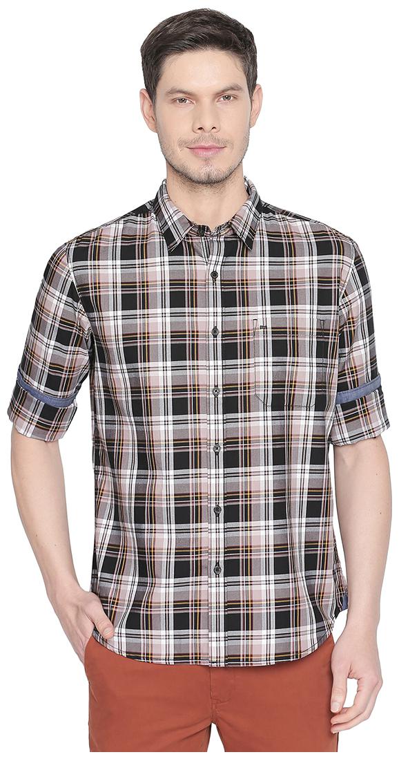 

BASICS Men Brown Checked Slim Fit Casual Shirt