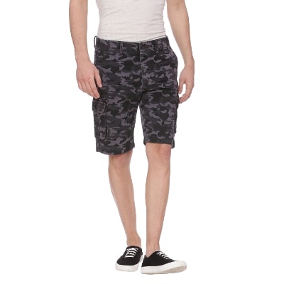 

BASICS CASUAL PRINTED GREY 100 COTTON COMFORT SHORTS