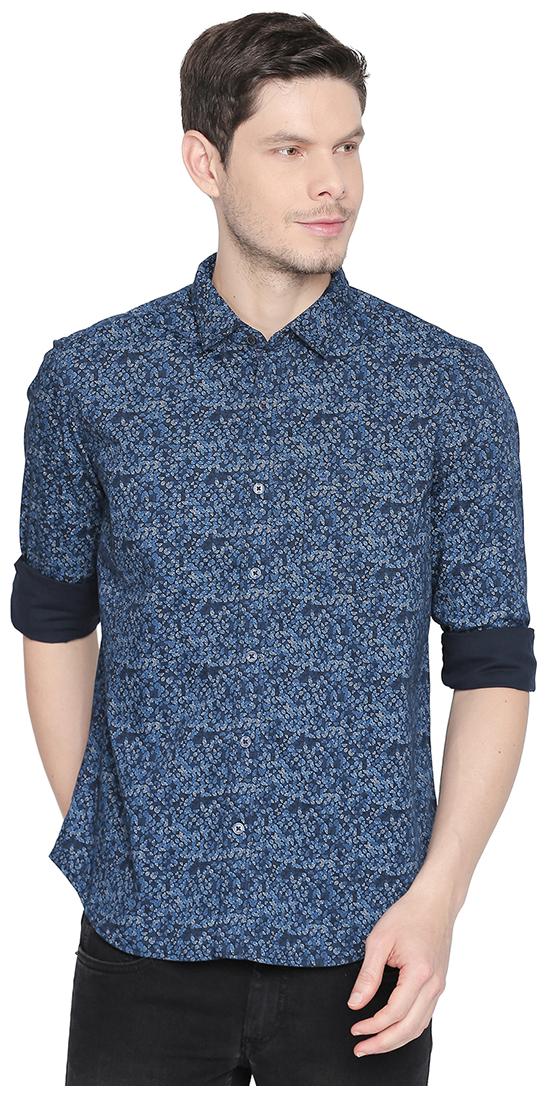 

BASICS Men Blue Printed Slim Fit Casual Shirt
