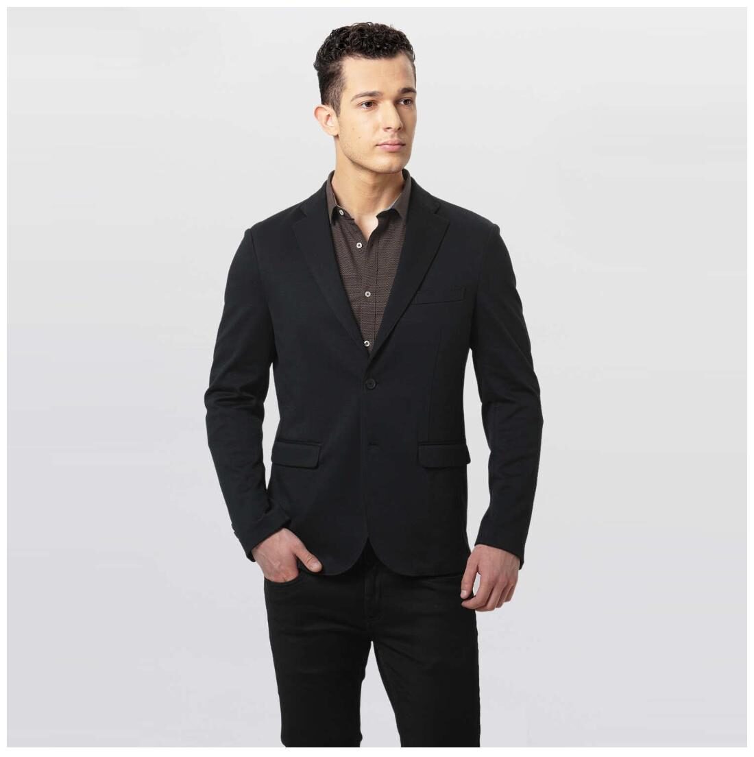 

Basics Comfort Fit Anthracite Black Knit Blazer