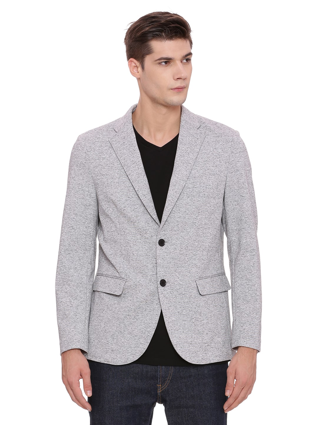 

BASICS Men Grey Solid Regular fit Single Breasted Blazer