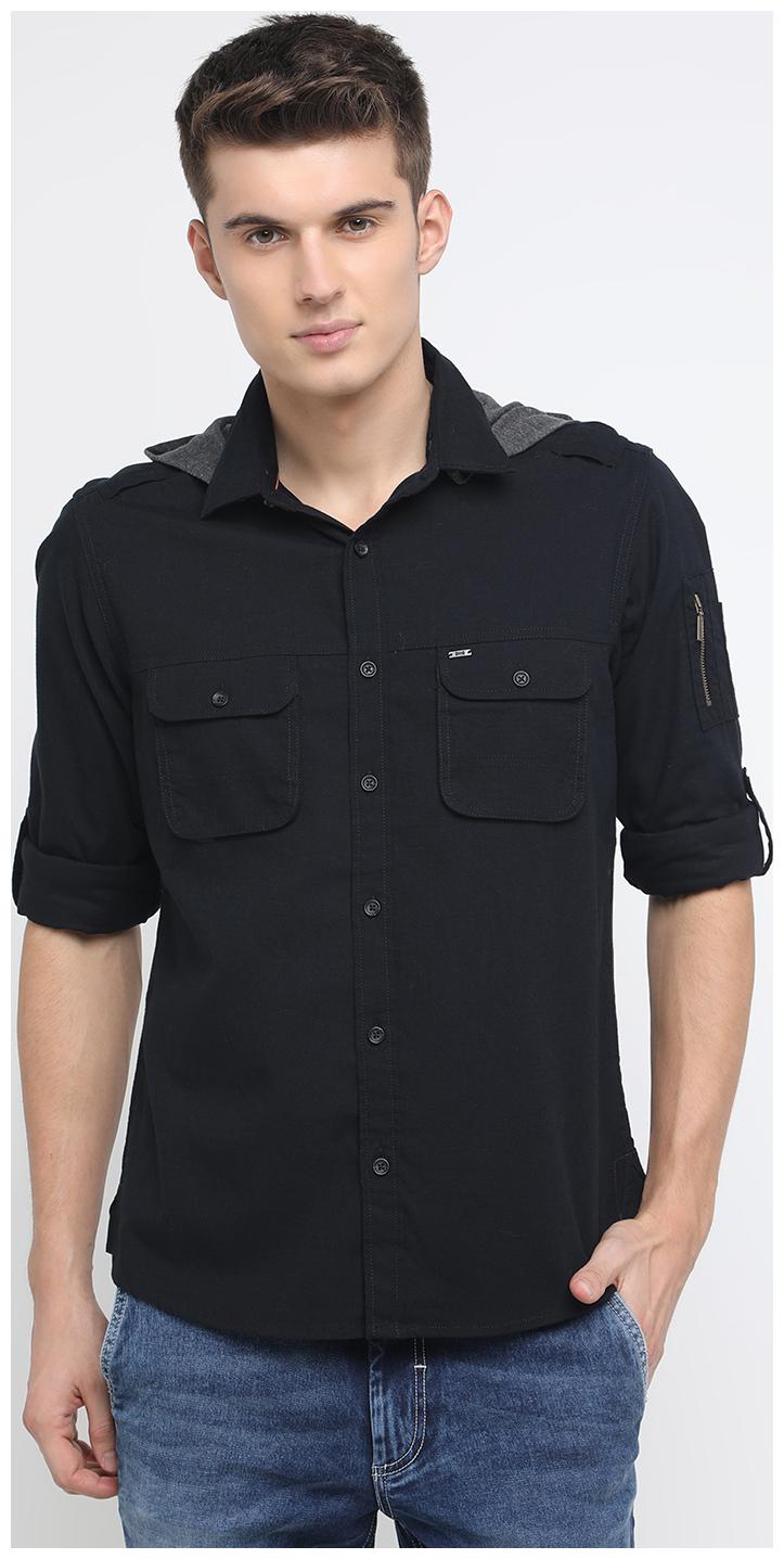 

BASICS Men Black Solid Slim Fit Casual Shirt