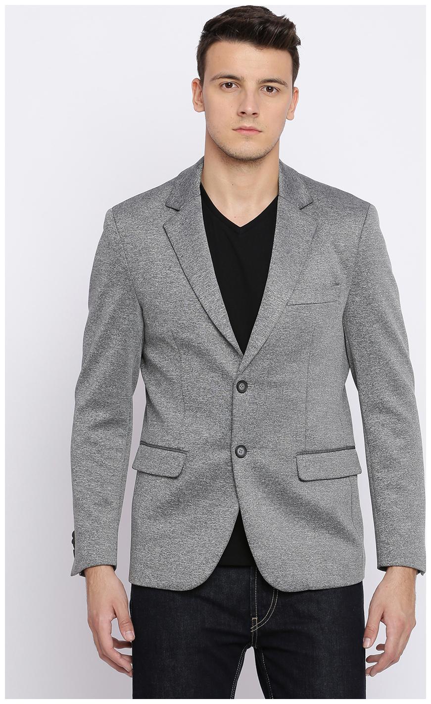 

BASICS Men Grey Solid Regular fit Single Breasted Blazer
