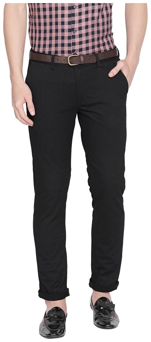 

BASICS Men Black Printed Tapered fit Chinos