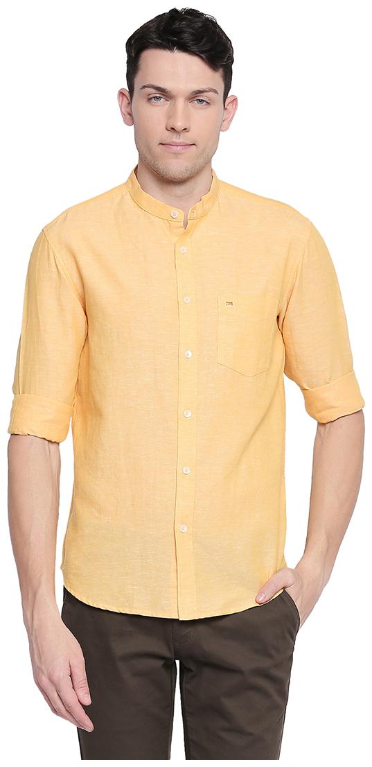 

BASICS Men Yellow Solid Slim Fit Casual Shirt