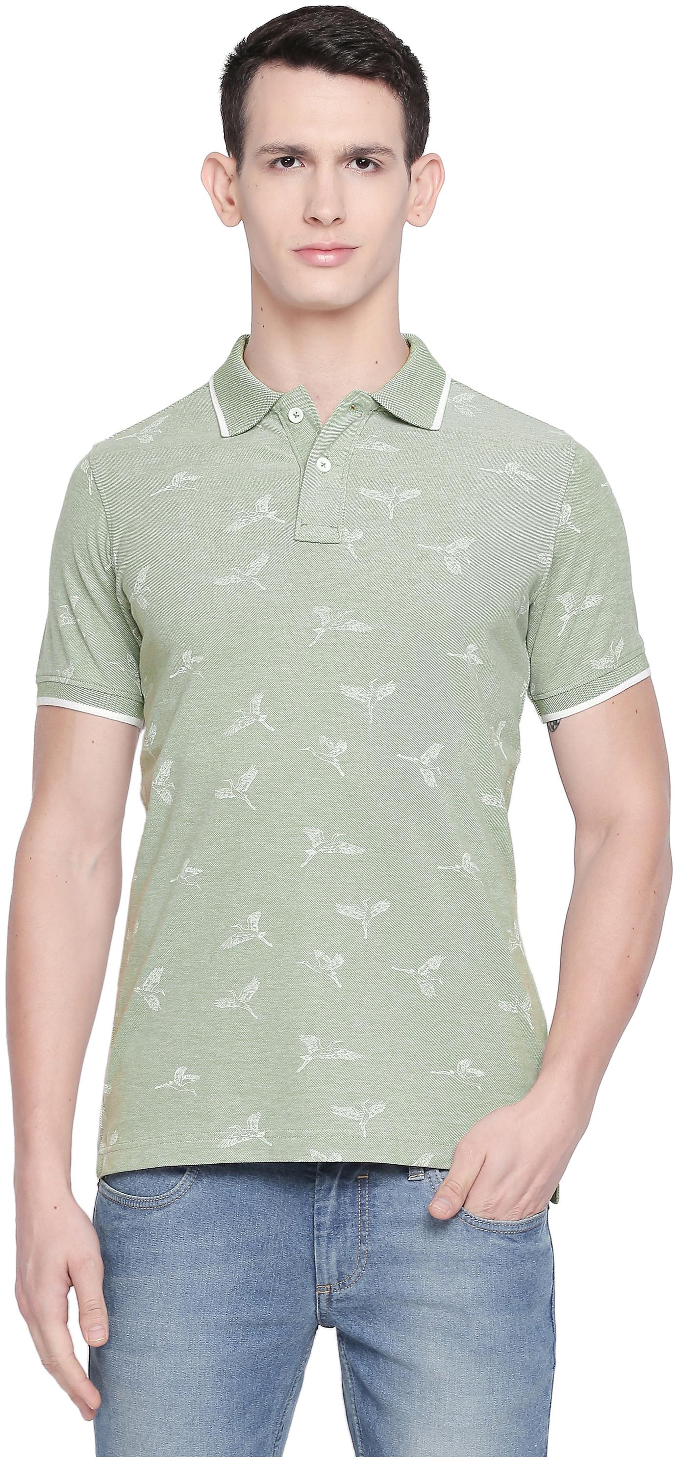 

BASICS Men Green Slim fit Cotton Polo collar T-Shirt - Pack Of 1
