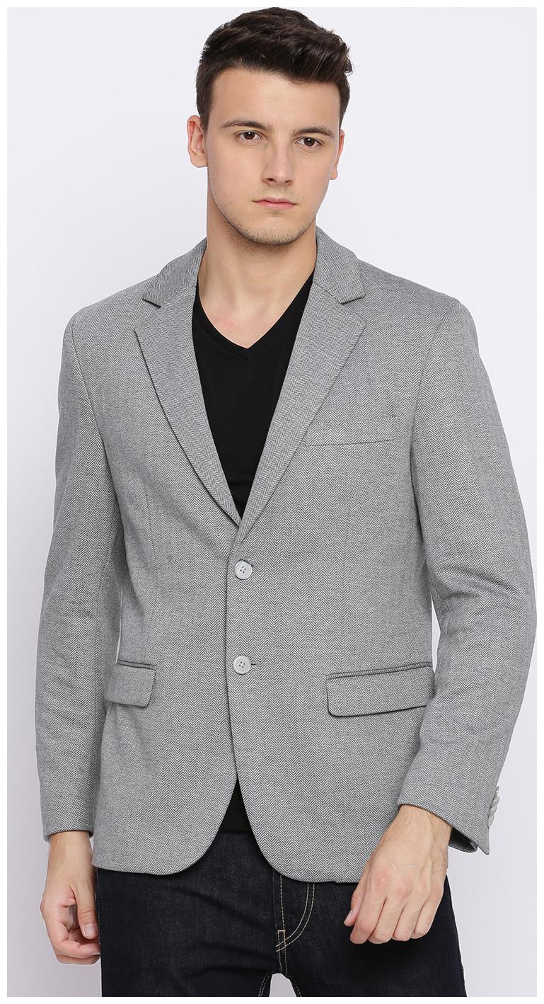 

BASICS Men Grey Solid Regular fit Single Breasted Blazer