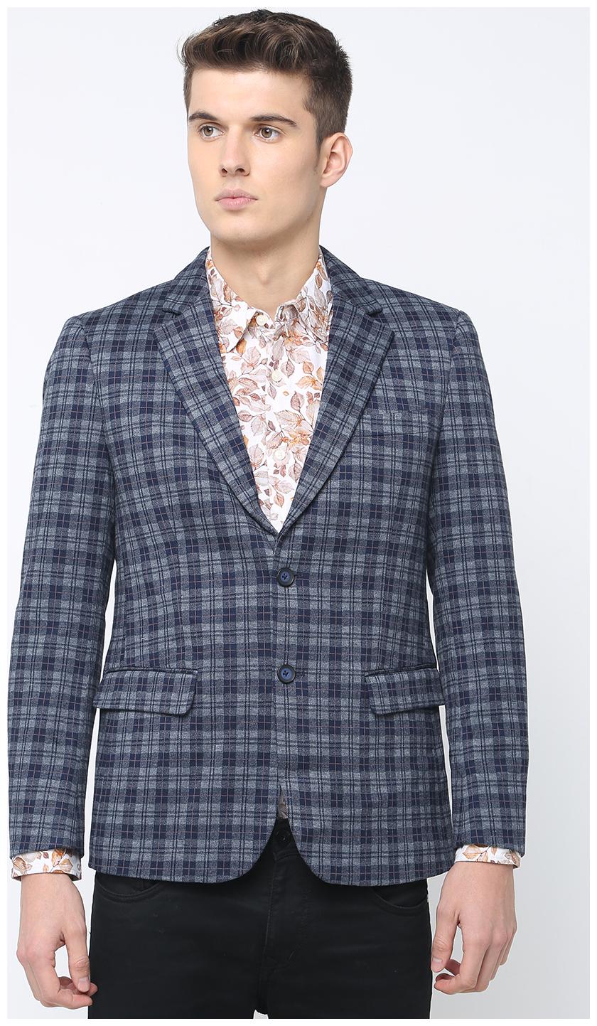 

BASICS Men Blue Checked Regular fit Single Breasted Blazer