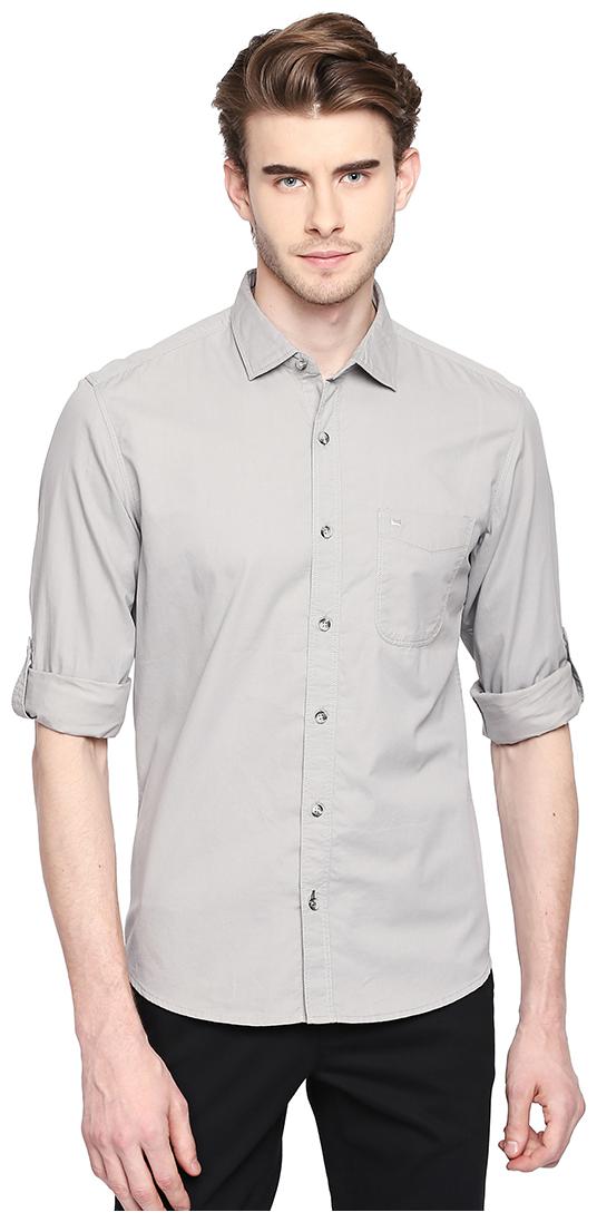 

BASICS Men Grey Solid Slim Fit Casual Shirt