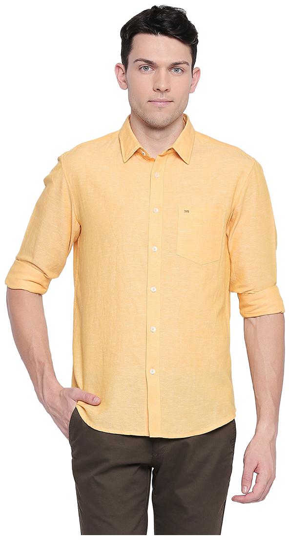 

BASICS Men Yellow Solid Slim Fit Casual Shirt