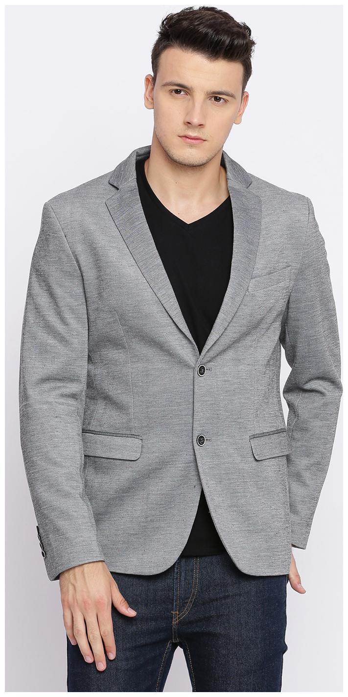 

BASICS Men Grey Solid Regular fit Single Breasted Blazer