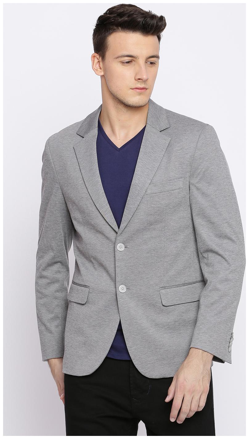 

BASICS Men Grey Solid Regular fit Single Breasted Blazer
