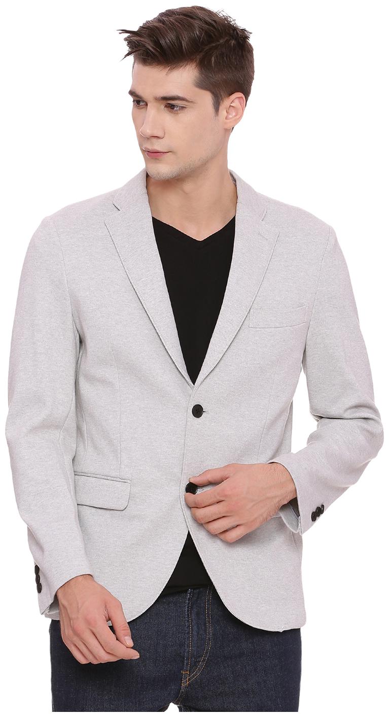 

BASICS Men Grey Solid Regular fit Single Breasted Blazer