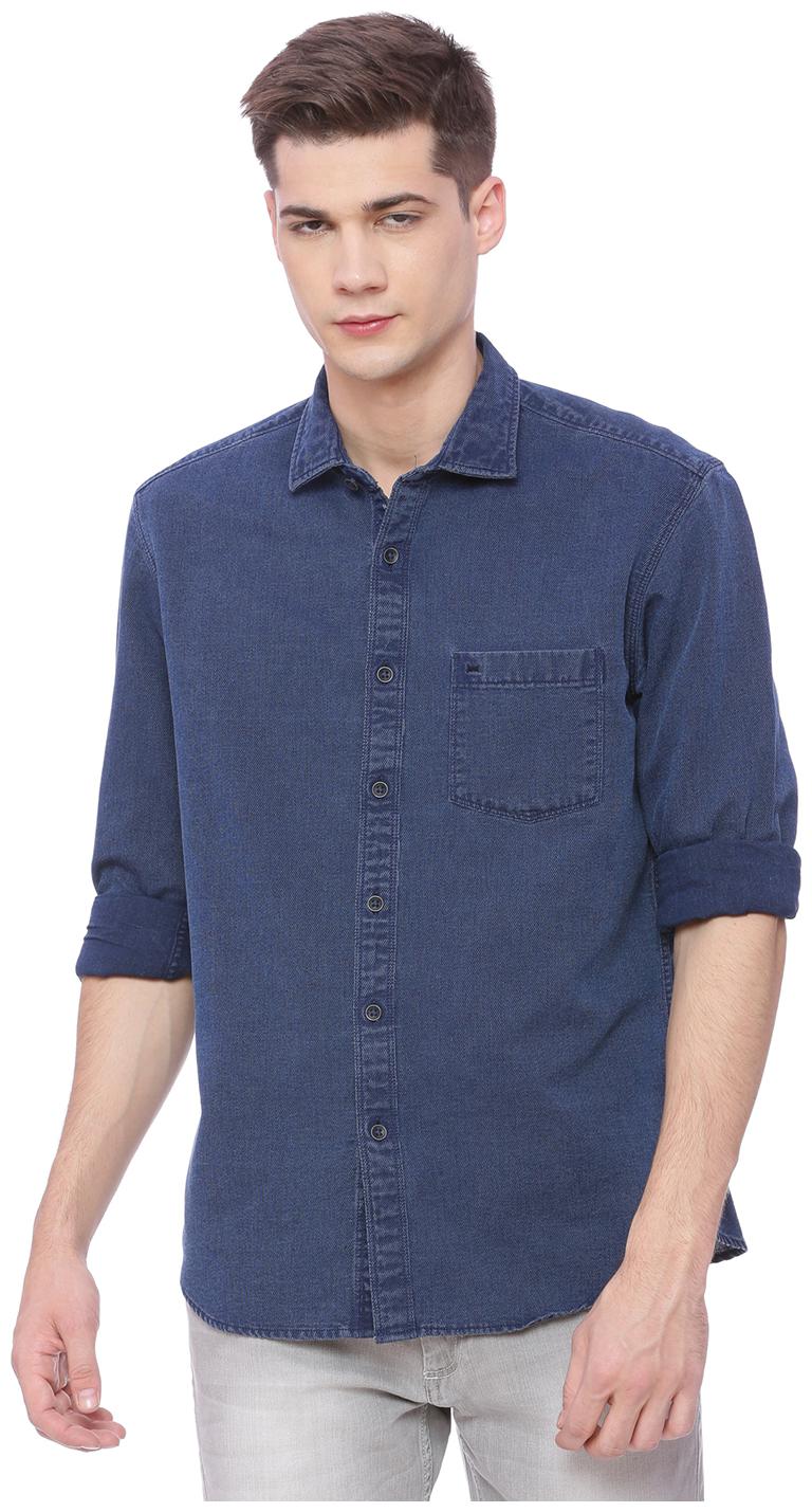 

BASICS Men Blue Solid Slim Fit Casual Shirt